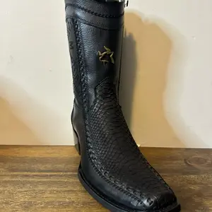 MINOTAURO PYTHON FLORETA WESTERN BOOTS - BLACK