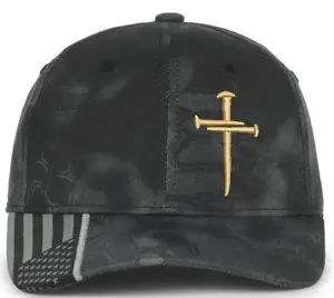 Christian Cross BEIGE Sacred Nails Kryptek Typhoon Adjustable hat with FREE CHALLENGE COIN
