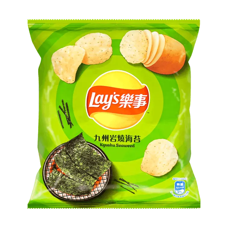 Lay's Crunchy Kyushu Seaweed Potato Chips - Crispy Style Crisps & Puffed Snacks, 34g