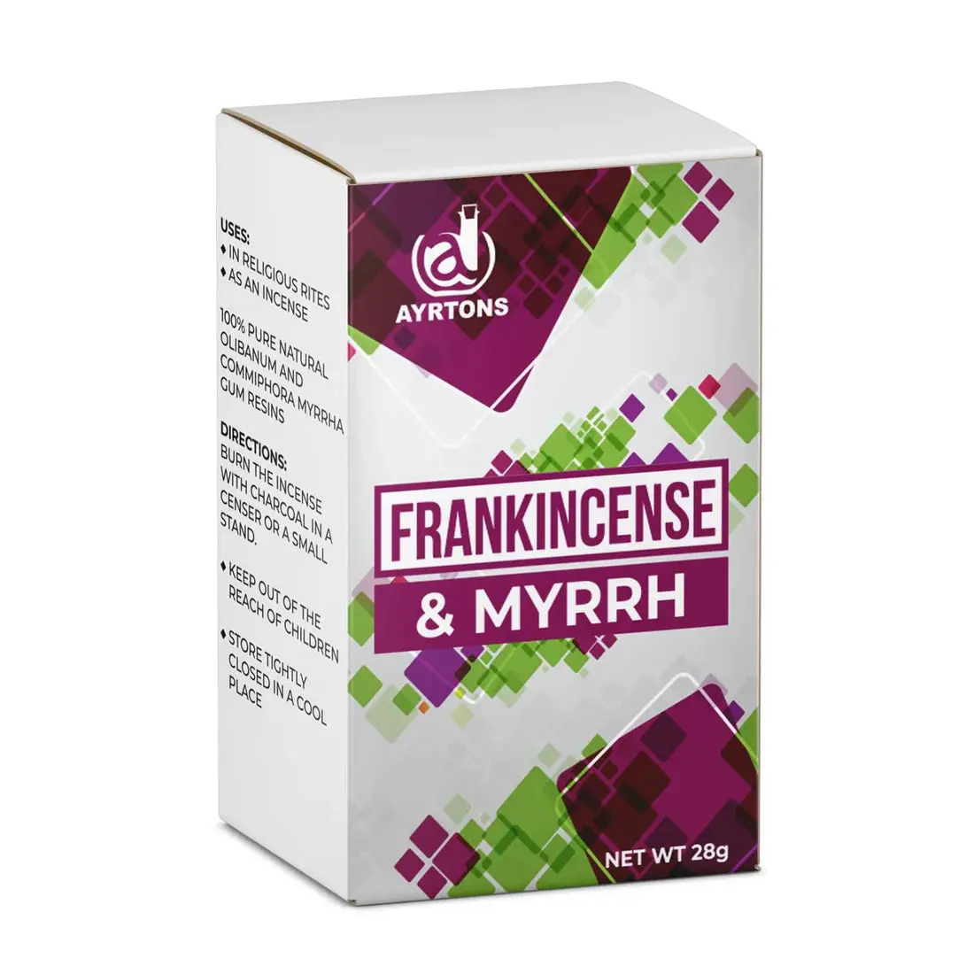 Ayrtons Frankincense & Myrrh Bakhoor Incense Home Freshener - Commiphora Myrrha Blend, High-Quality Natural Resins, Long-Lasting Scent & Aroma, Incense Buhoor Home Fragrance Accessory, As An Incense