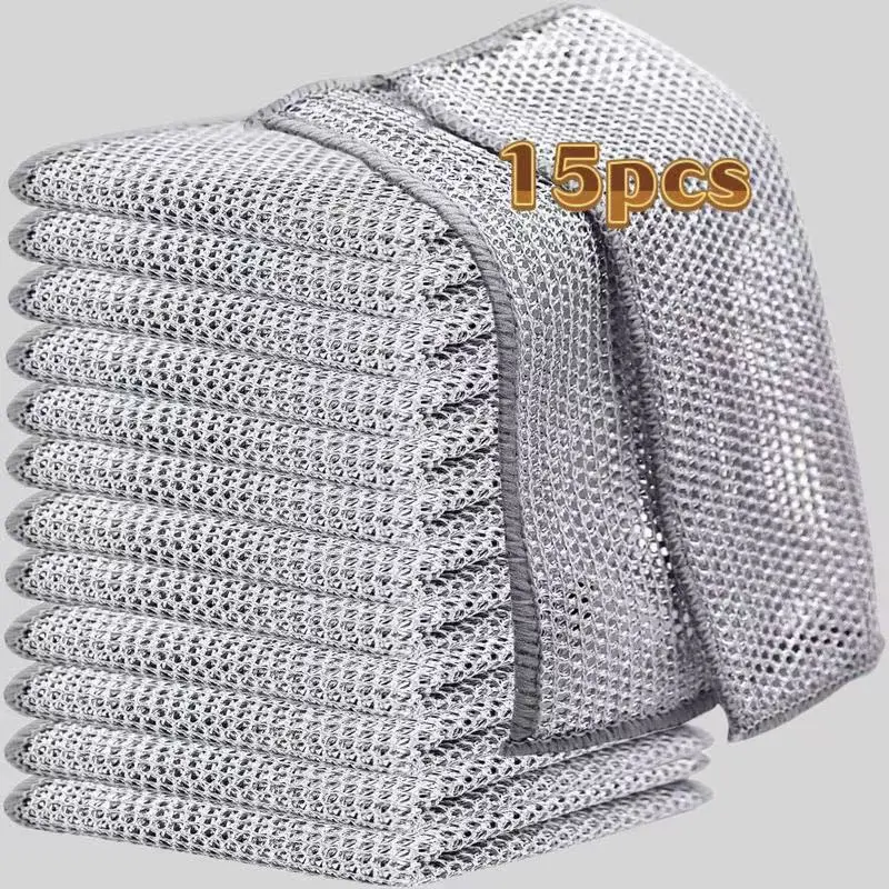 Dishwashing Cloth (15pcs), Multipurpose Wire Dishwashing Rags, Kitchen Gadgets Premium Scrubbing Wire Cleaning Cloths, Cleaning Supplies, Non-scratch Wire Dishcloth for Kitchen,