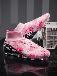 Men's Competition Training Boots, Anti-Slip Ag Nails, Breathable High-Top Football Shoes, Lightweight Classic Style, Outdoor Professional Use, Football Field Boots, Soccer Cleats