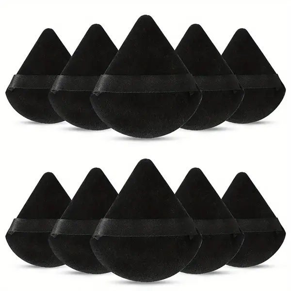 10-pack Reusable Triangular Powder Puffs - Soft Plush Sponge, Flocked Powder Puffs for Face Powder Makeup, Cosmetics, Makeup Products, Mini Makeup, Beauty Puff, Triangle Powder Puff, Powder Puff Set