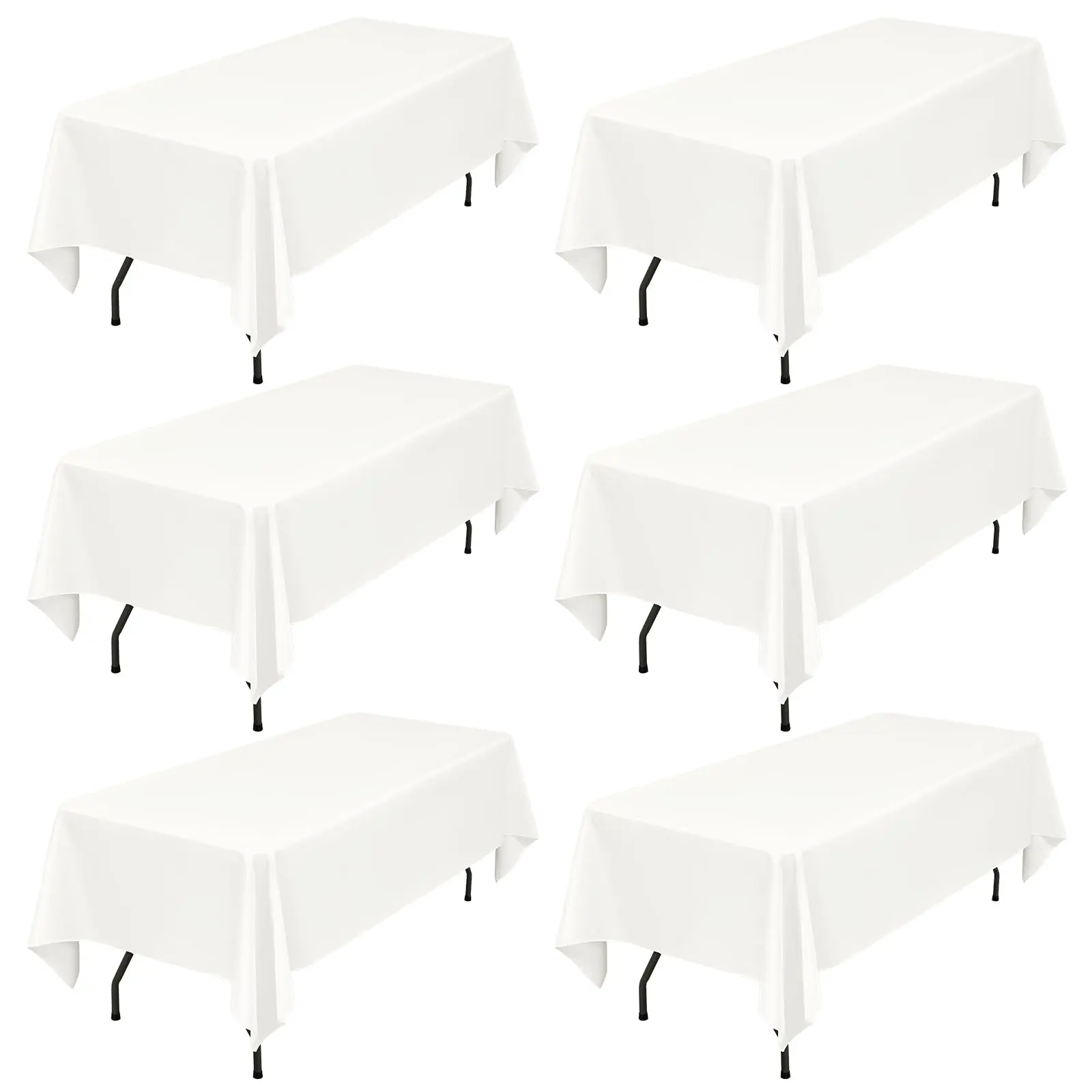 SHOWGEOUS White Polyester Rectangle Tablecloth - 6/8/10/12 Packs, 60x102 in, Heat Protection Picnic Table Cover for Patio Dining Tables, Bonfire, Valentine's Day