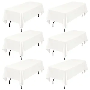 6 8 10 12 Pack White Rectangle Tablecloth 60x102 Inch Bulk Wedding Stuff for Wedding Reception, Baby Shower & Graduation Party Decorations, Easter Decor 2026 Spring Event, Home Dining, Manteles Iron Free