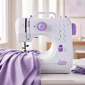 Home Sewing Machine Electric, Built-in 12 Needles, Overlock Function, Button Sewing And Thread Winding,  Light Purple, Sewing Accessories, Suitable For Home, School, Daily Sewing, Mother'S Day Gift
