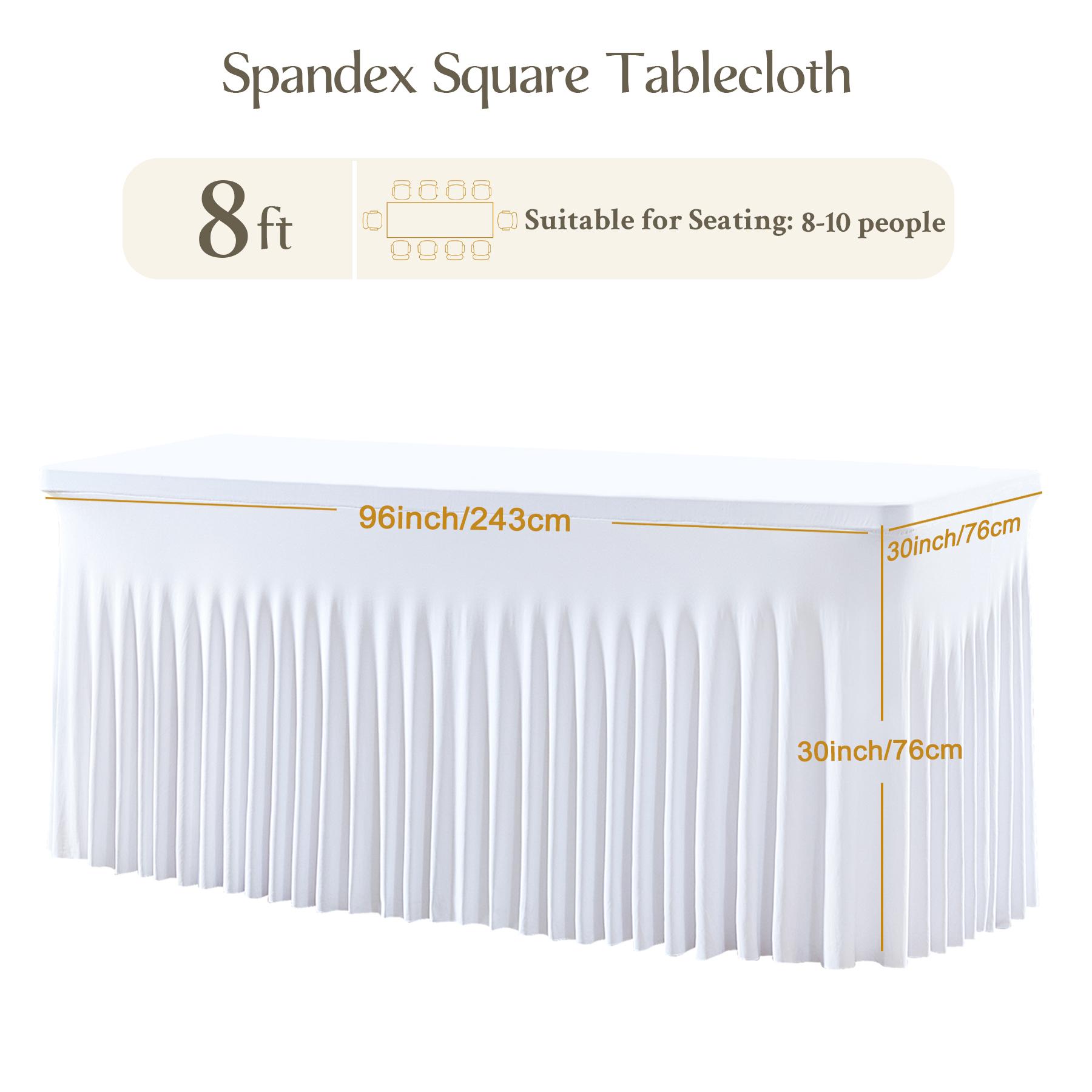 4/6/8FT Spandex Tablecloths for Rectangle Tables Wrinkle Free Washable  Table Cloth Rectangle Stretch Fitted Table Cover with Skirt for Wedding Birthday Party Banquet Baby Shower Buffet Event Summer Vibes Outdoor Fun