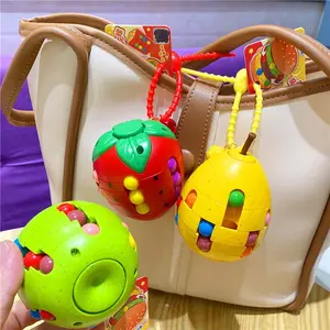 MINISO Fun Fruit Magic Bean Fidget Spinner Keychain Rotating Puzzle Cube Pendant Stress Relief Toy for Bags