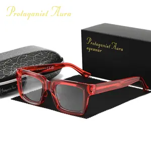 Protagonist Aura Square Frame Transparent Frame PC Material Square Frame Eyeglasses, High Quality Eyewear Fashionable Men's Reading Glasses Stainless Steel Pins Unisex Reading Glasses Brand Packaging Fashionable Gifts