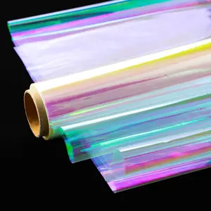 Easter Iridescent Cellophane Wrap for  Baskets Easter Rainbow Wrapping Film (50' Long x 17" Wide) Colored Film Roll to Wrap  Baskets, Flower, DIY Craft for Easter Decor.