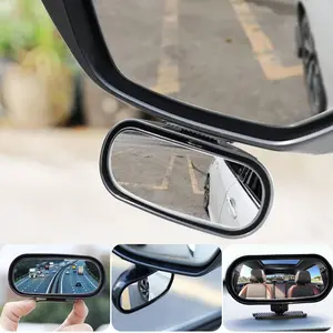 2 Pack 360° Adjustable Convex Blind Spot Mirrors, HD Glass Wide Angle Self-Adhesive Rearview Auxiliary Mirror, Anti-Glare Blind Spot Elimination for Car, Truck, SUV and Van