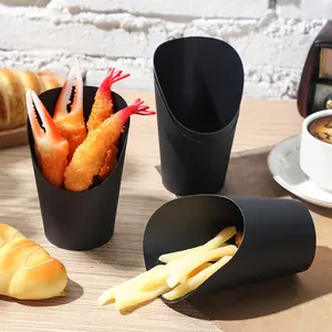 For Banquets, Holidays & Birthday Parties, Portable Handheld Snack Serving Solution, 100 Pack 14oz Black Deli Paper Cones, Ideal for French Fries, Waffle Cones & Snacks, Effortlessly Create Upscale Party Vibe, Disposable Party & Event Supplies