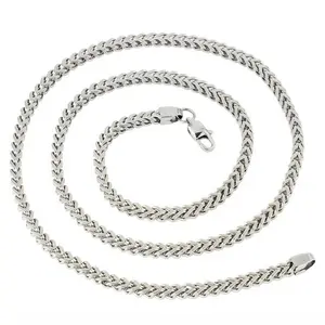Space ice  Franco Chain Necklace, Braided Hip Hop Jewelry, Solid metal/Stainless Steel Base, Lobster Clasp for Men Women