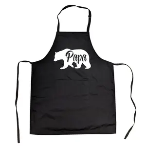 Cookout Apron Papa Bear Grilling Cooking Fathers Day Smock Funny Aprons Adjustable Household Items Graphic Print Dad Joke Grill Apparel Funny Animal Cover Grilling Apparel for Men Black