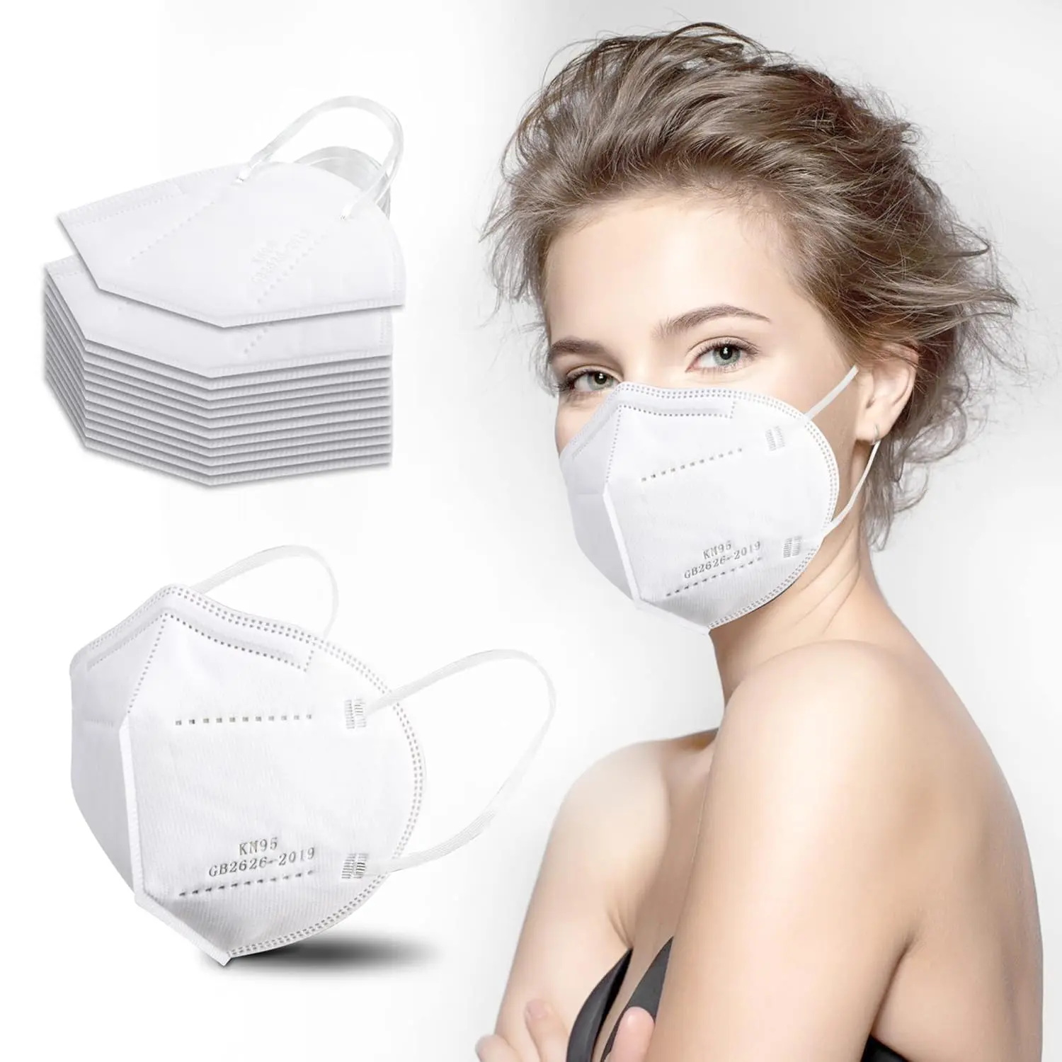 100 pieces - KN95 Mask, 5-layer breathable design, excellent ventilation effect, suitable for decoration and outdoor use, protecting your, colorful box packaging protection (blue, gray, black, colorful, white) Safety Reusable Mask Protective Healthcare