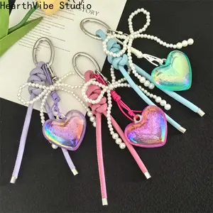 Heart Bow Woven Rope Bag Pendant Keychain Jewelry Gift Decoration Accessories For Women