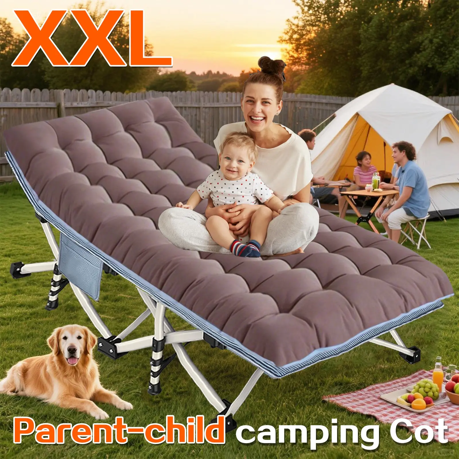 Outdoor Camping Cot with Mattress, Heavy Duty Folding Bed Cot, Portable Oxford Travel Bed with Carry Bag for Outdoor Camping, Home, Office Nap, Guest, Travel