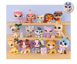 15 pc Rare Pet Shop Cats Dogs Collie Dachshund Cocker Spaniel Great Dane Shorthair Kitten Toy Figure for Kids Birthday Christmas Gift Set