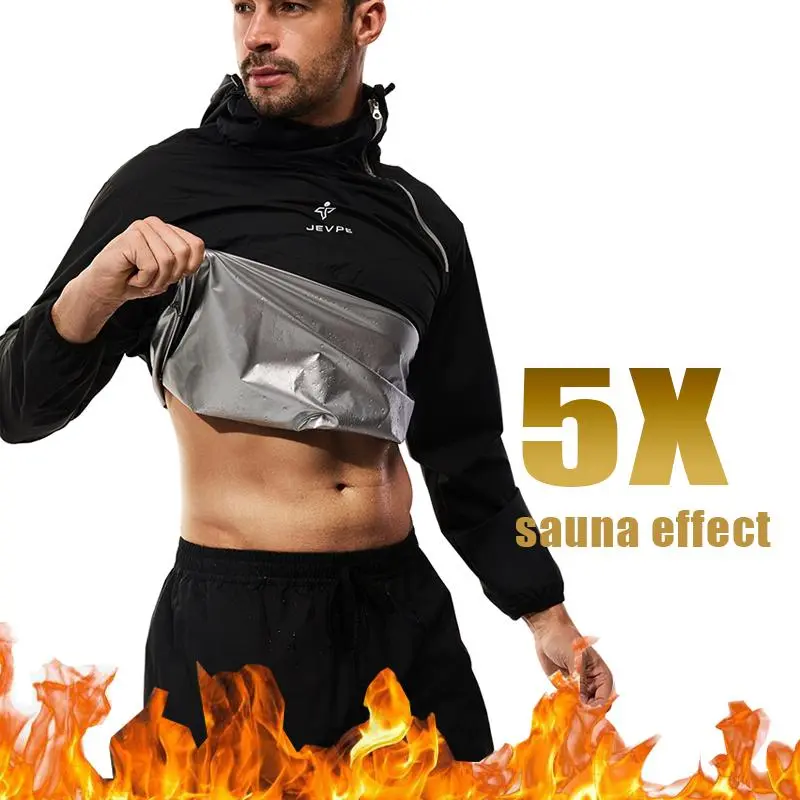 JEVPE Unisex Sauna Suit Sportswear - Jacket and Pants for Fitness Training S-5XL