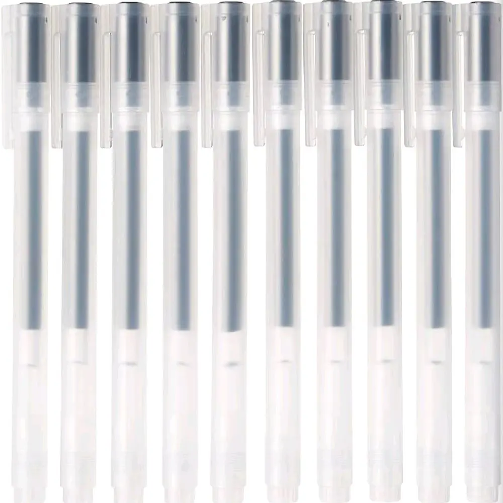 Muji Cap-Type Gel Ink Ballpoint Pen Stationery, 0.38 mm Nib, Black, 10-Piece Set