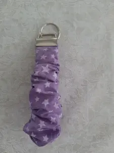 Purple Stars Scrunchie Wristlet Keychain, Fashion Accessory Polka Dot Keychain for Daily Use, Polka Dot Keychains