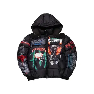 Nash Black Graphic Print Puffer Jacket