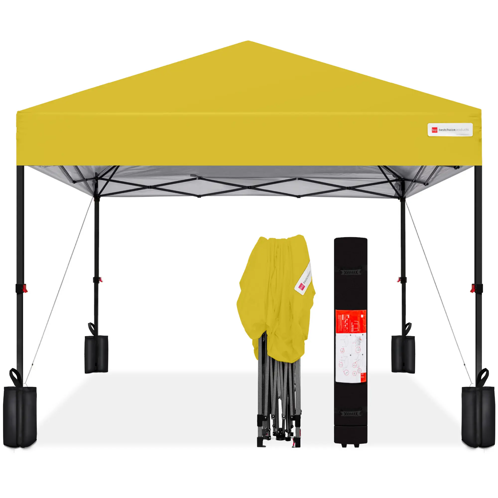 Best Choice Products 10x10ft Easy Setup Pop Up Canopy w/ 1-Button Setup, Wheeled Case, 4 Weight Bags