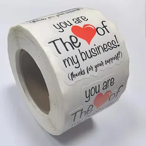 Heart Pattern Self-adhesive Sticker, 500pcs/roll English Thank You Label Sticker, Decorative Sticker for Wood, Plastic, Ceramic Surfaces, Ornaments, Self Adhesive Stickers, Decoration Sticker