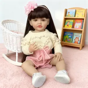 Betty Reborn Toddler Baby Dolls Full Vinyl Body 22 Inch Betty Lifelike Reborn Baby Doll with Long Hair Anatomically Correct Realistic Newborn Toddler Girl Dolls baby alive Set