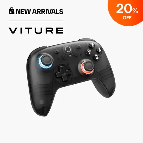 VITURE × 8BitDo Ultimate 2C Wireless Dual Joystick Gaming Gamepad - Battery-Powered Fast Charging Console Accessory, 6-Axis Motion Control, Hall Effect Joysticks, Rumble Vibration, Turbo Function, Wake on Shake, Smoky Translucent for Switch/2 black friday