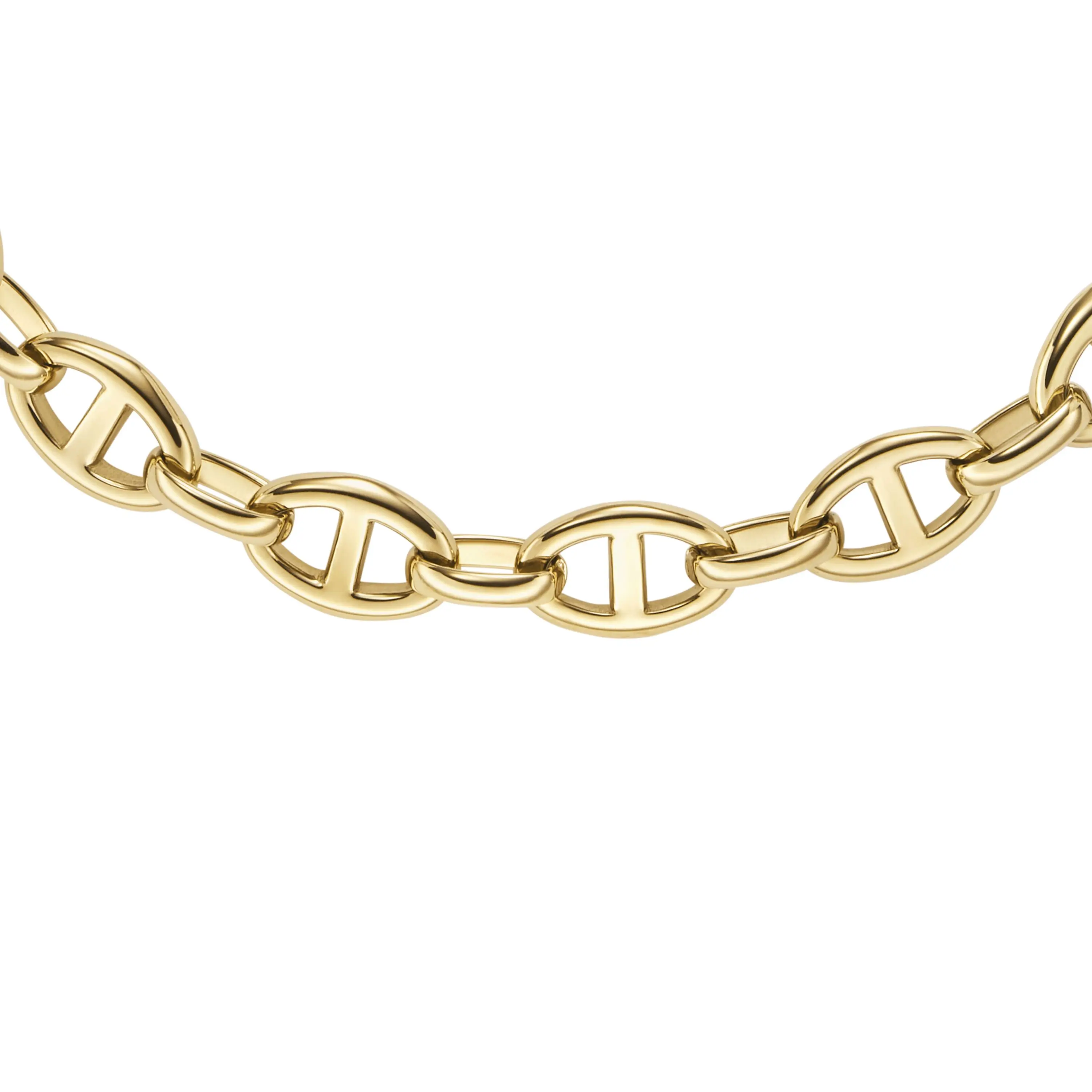 Fossil Women's Heritage D-Link Gold-Tone Stainless Steel Anchor Chain Necklace