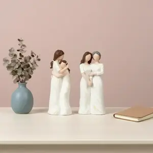 Hand-Painted Resin Craft Mother Daughter Statue, Special Gift Between Mother & Daughter, Desktop Decoration Figurine, Perfect Mother's Day Present, Home Decor Statue