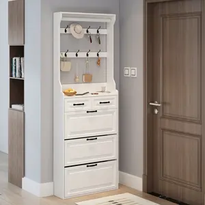 NEW White color shoe cabinet  with 3 doors 2 drawers with hanger,large space for storage