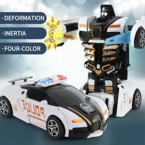 Kids' Inertia-Driven Transforming Toy Car, One-Touch Robot Model for Boys, Collision-Activated Racing Vehicle, Fun Plaything CAR TOYS transformers hot toys transformer toys spiderman toys for boys 4-6 magnetic transforming cars