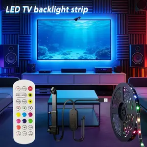 1PC Smart TV LED Backlight Strip with Ar Sensor, Screen Sync, 24-Key Remote, 3-5m RGB Color Changing, for 32-85 Inch Tvs and Monitors