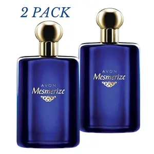 Avon Mesmerize Blue for Men Cologne Spray 3.4. fl oz. 2 PACK.  Generous Fragrance with Bergamot & Spicy Cardamom Notes Woody Amber Scent