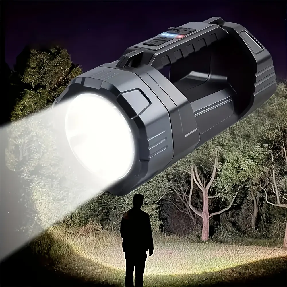 Rechargeable Spotlight Flashlight, Ultra-Bright LED Handheld Spotlight, USB-Charging Portable Lantern with Side Lighting, Strong Light Flashlight, Rechargeable Led Flashlights, Ideal for Emergencies, Hiking, and Camping