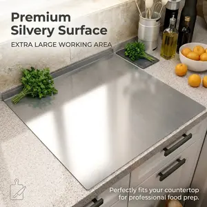 Kitchen Stainless Steel Cutting Board, Large Size 50x40cm, Antibacterial, Durable, Easy to Clean, Ideal for Meat, Fruits, Vegetables, Baking