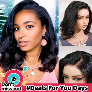 LWIGS C-Shape Body Wave Bob Haircut 5x5 Skin-Melted HD Lace Wigs Lightweight 100% Human Hair Side Part Closure Lace Wigs Beginner Friendly Quick Install  #DealsForYouDays#SummerVibes