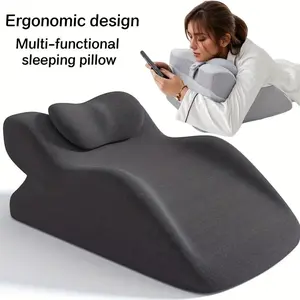 Reading Pillows Ergonomic Memory Foam Bed Pillow - Multi-Purpose Backrest / Stomach Pillow / Lounge Pillow with Neck & Back Support, Removable Washable Cover for Sleeping, Reading & Office Use, Birthday Gift