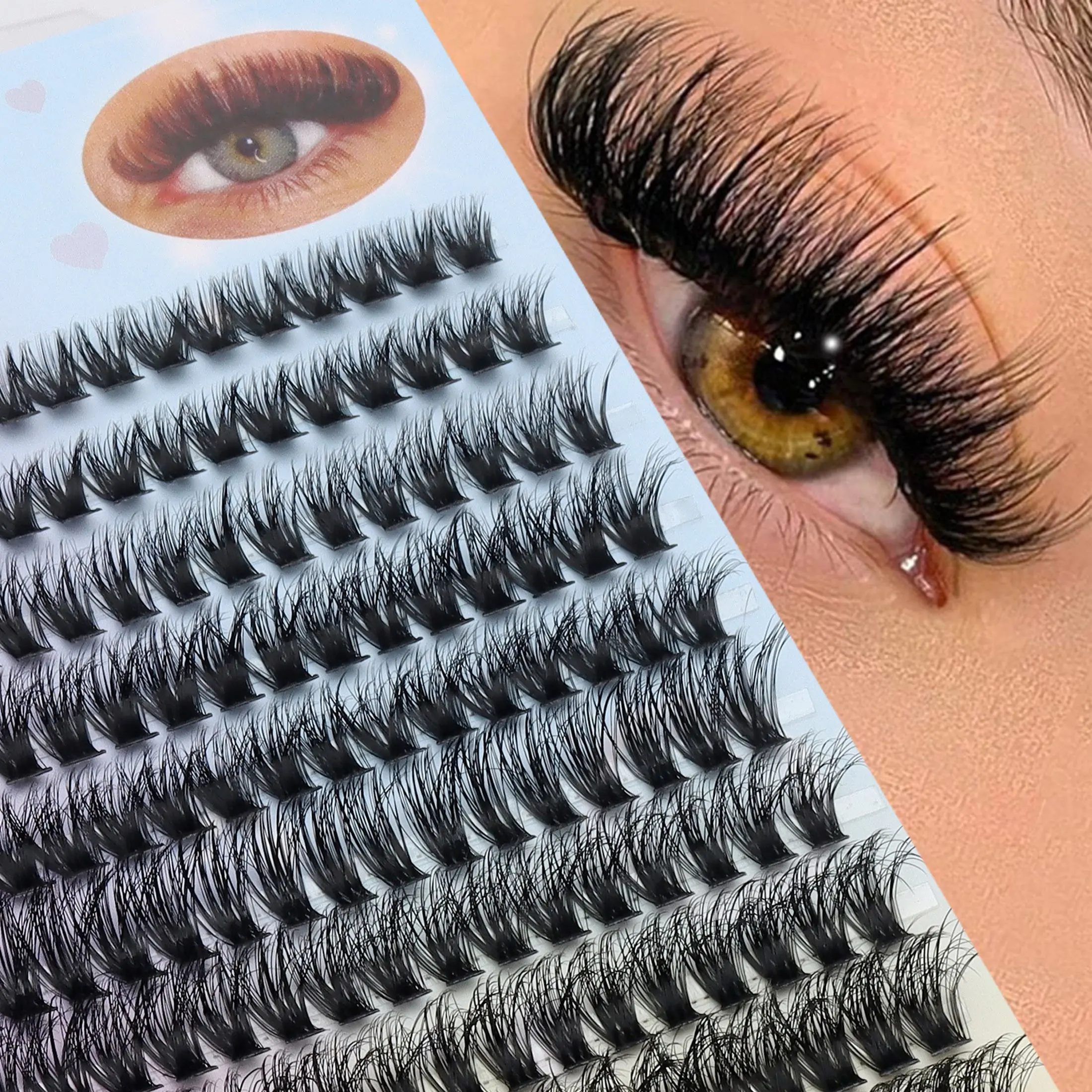 14 Rows 280 cluster D-Curl Individual Cluster False Lashes, False Lashes Clusters, Cosmetic, Large Batch Reusable & Beginner-Friendly, Easy-To-Apply For Daily Looks, Voluminous Eyelashes, Volume False Eyelashes, Valentine's Day Gift, Travel Essential