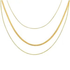 Duchesse Waterproof Hypoallergenic Stainless Steel Jewelry with 18 Karat Gold Plating, Tree-Layered Design