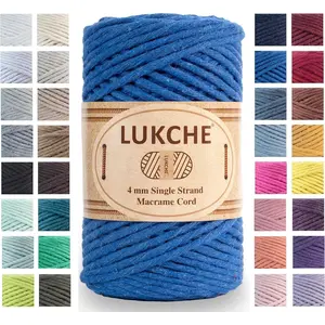 4mm Single Strand 82 Yards Colored Cotton Macrame Cord Rope for Wall Hanging Plant Hangers Crafts Knitting (Royal Blue, 4mm 1 Skein)