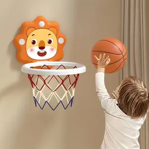 Cartoon Animal Basketball Hoop Set, Kids Play, Active Play, Safe Play, Includes Mini Ball and Pump, Wall-Mounted, Portable Basketball Hoop, Indoor Outdoor Use, Suitable for Boys and Girls over 3 Years