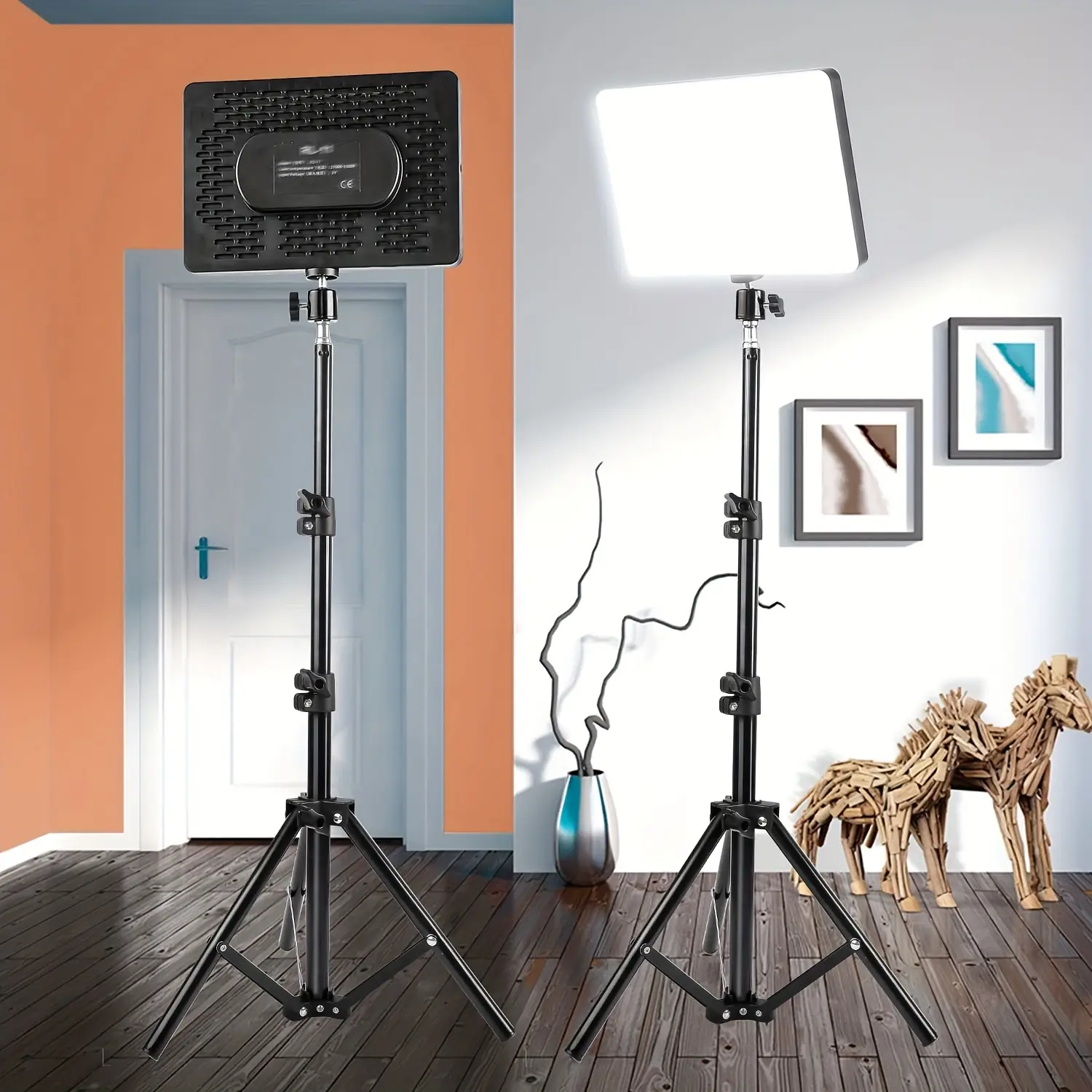 ZOMEI 10-in Flicker-Free Square Shape LED Lighting, 43.3-in Tripod, 3-Color Adjustable Brightness Warm Light Spotlight for Indoor Photography, Content Creation Filming Setup (Modern Camera Accessory)