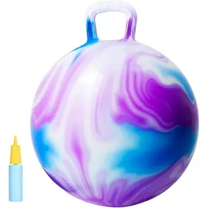 18-Inch Inflatable Hopper Ball with Handles, Kids' Outdoor Play Jumping Toy for Ages 3-6, Pogo Space Hopper Gift for Boys & Girls, Pump Included