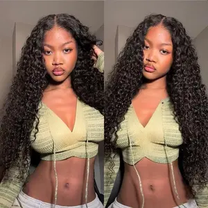 ISEE Wear Go Human Hair Water Wave Wig - Pre Plucked, Pre Cut, Glueless HD Lace Front Wig for Unisex Vacation Use, 22.5-23in Cap, 180% HD Density, Free Bonnet & 6 Pairs of Lashes#SummerWins #DealsForYouDays, Glueless Black Wig