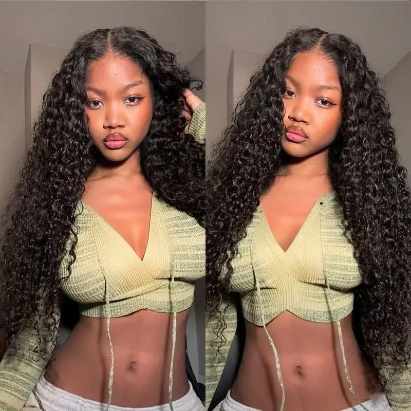 ISEE Wear Go Human Hair Water Wave Wig - Pre Plucked, Pre Cut, Glueless HD Lace Front Wig for Unisex Vacation Use, 22.5-23in Cap, 180% HD Density, Free Bonnet & 6 Pairs of Lashes#SummerWins #DealsForYouDays, Glueless Black Wig