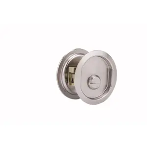 212 MAIN Privacy Pocket Door Lock - Satin Nickel, Steel, Universal Fit, Privacy Door Knobs