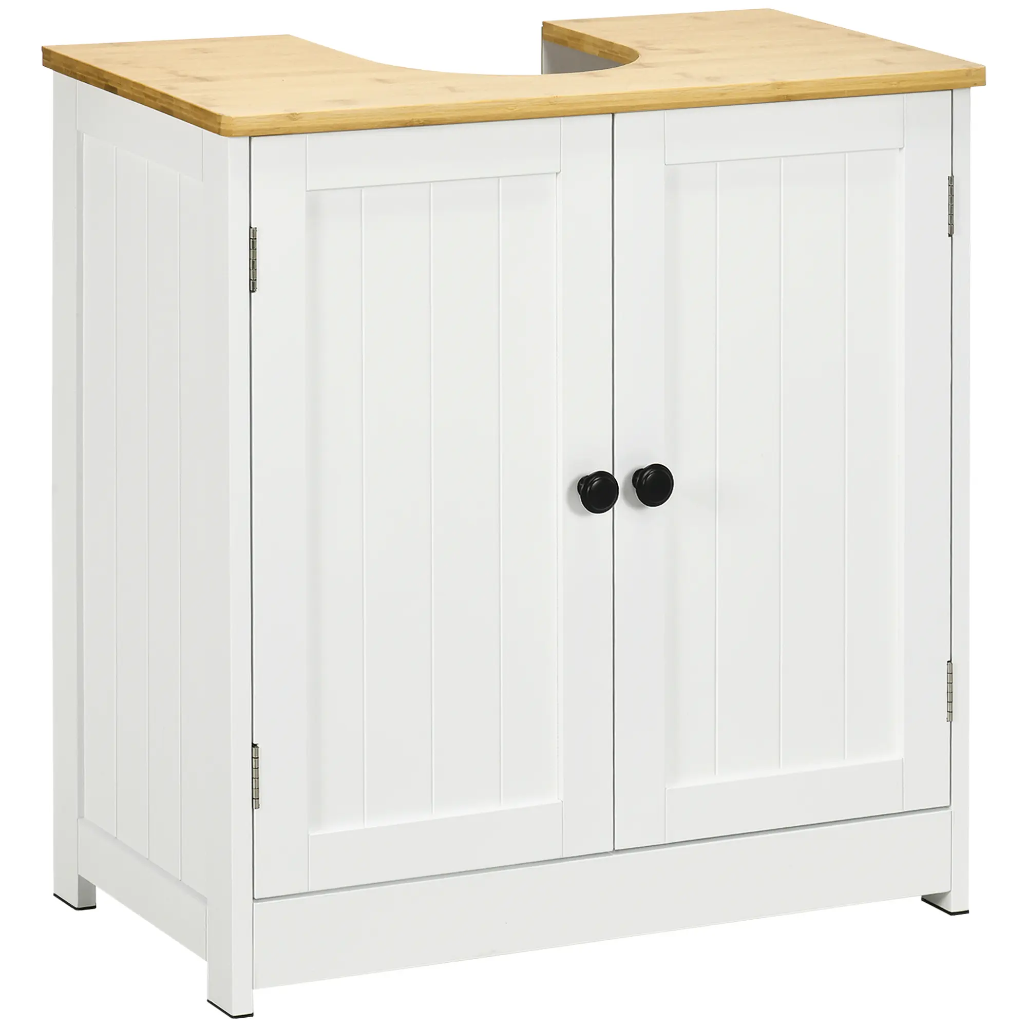 kleankin Modern Bathroom Under Sink Cabinet, Bathroom Vanity for Wall Mount Sink, Storage Cabinet with Double Doors and Adjustable Shelf, White